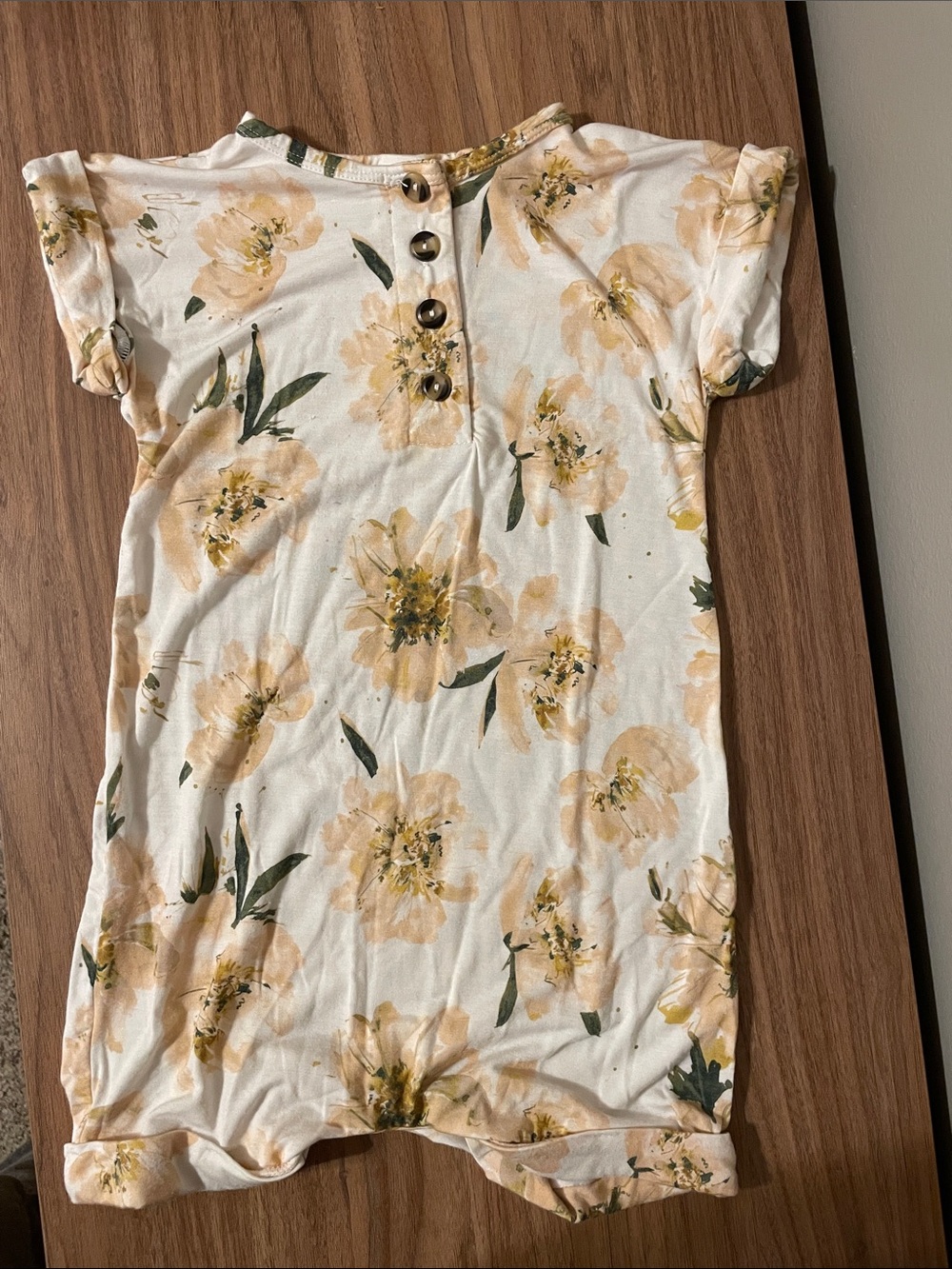 Lou Lou & Company Cream Floral One-Piece Bodysuit with Yellow Flowers
